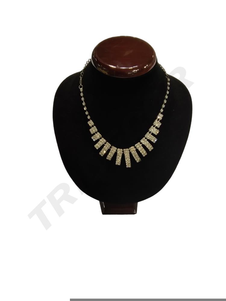 Necklace Display Stand in Black Velvet and Wood 30cm