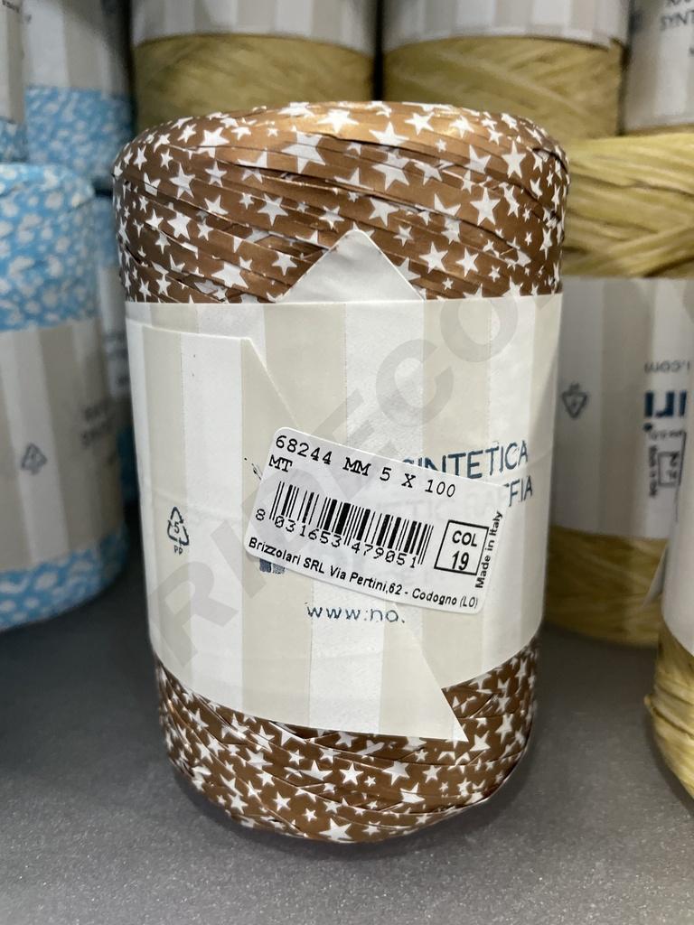 星星形 Cinta de Rafia Cobre con Estrellas 5 mm 200 Metros