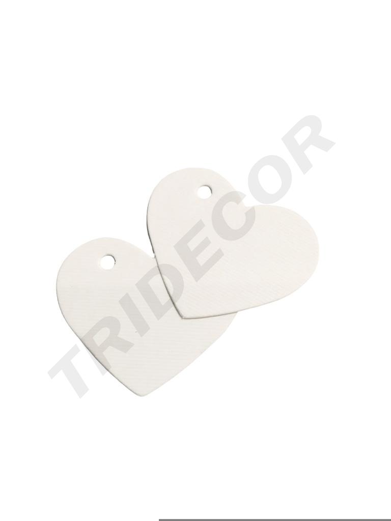 Etichette pendenti a forma di cuore. Bianco Piccolo 4.5X3.5cm 100/Pacco