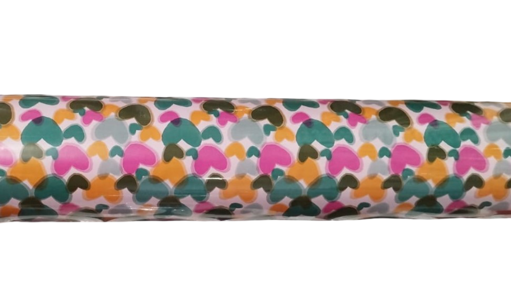 Bobina de Papel Regalo Estampado Corazones De Colores 62 cm