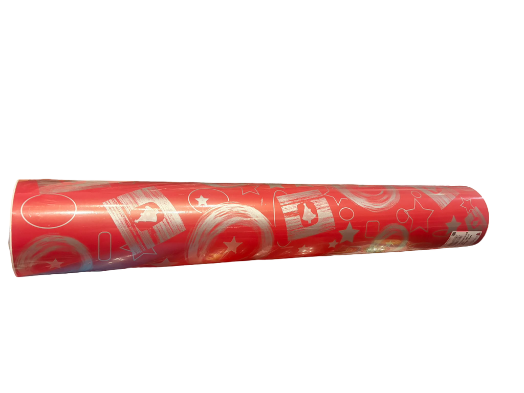 Papel de Regalo con Rayas Anchas Color Plata y Fucsia 62cm