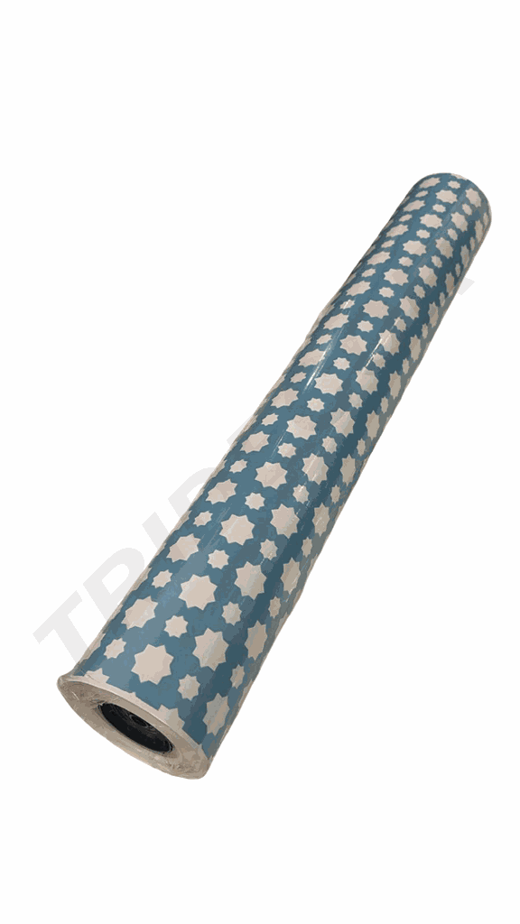 Papel De Regalo Fondo Azul Y Estrellas Blancas 62 cm