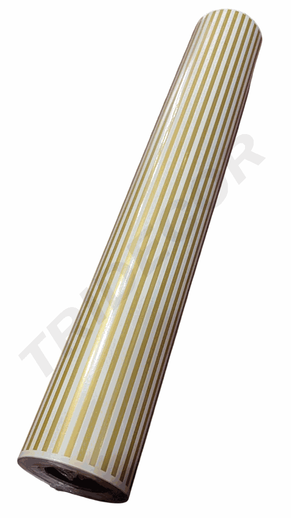 Papel de Regalo Con Rayas Doradas 62 cm