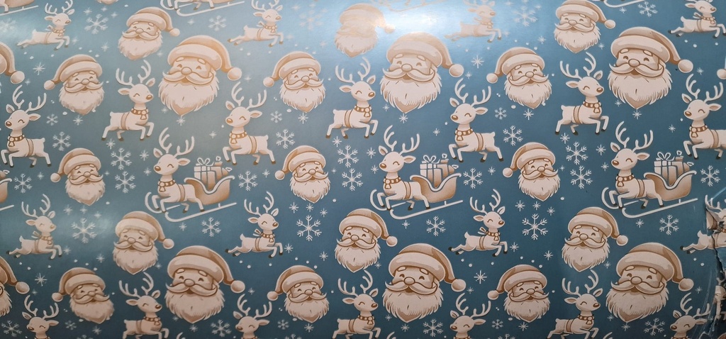 Bobina De Papel Regalo Motivo Navideño Azul 31cm 2Kg