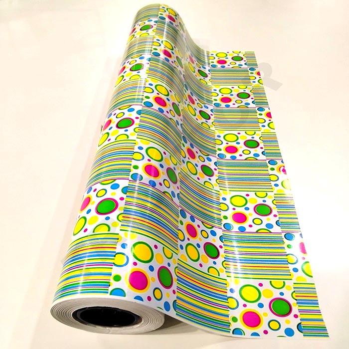 Buntes Pünktchen/Streifen Geschenkpapier 62 cm