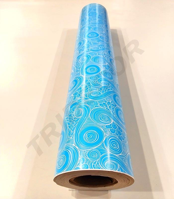 Papier d'emballage spirale bleu 62 cm