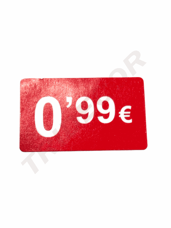红色价格贴Rollo de Etiquetas de 0.99€ Hasta 99.99€ /1000Und Por Rollo