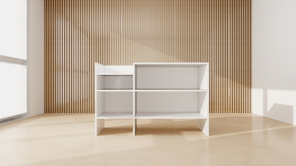 Mostrador Simple Blanco/Negro 150x90x50 Cm