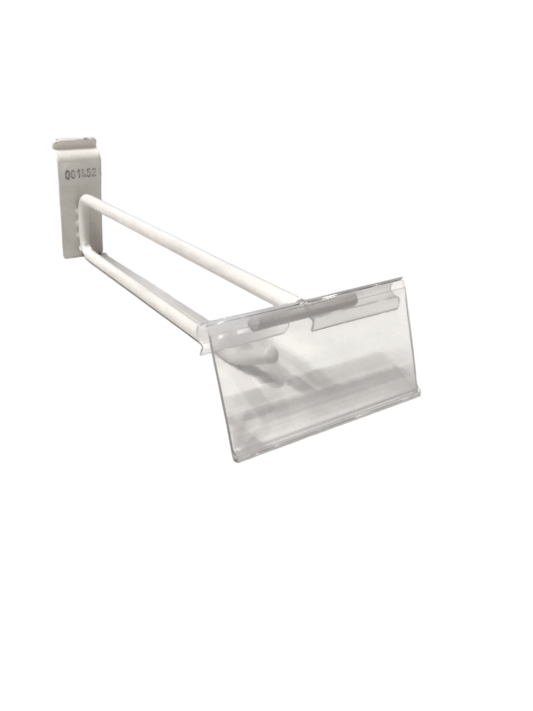 Gancio doppio, bianco, con portaprezzo, per lamella in alluminio, 20CM