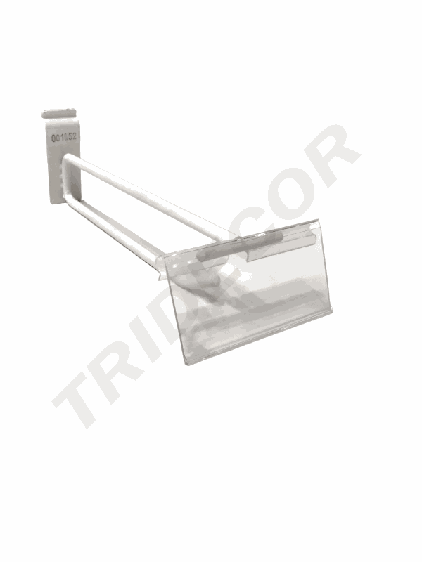 Gancio doppio, bianco, con portaprezzo, per lamella in alluminio, 20CM