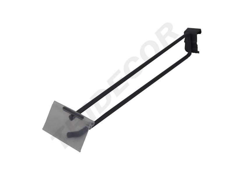 Gancho Duplo Cinza com Suporte de Preço para Réguas/Malhas 30cm 6mm