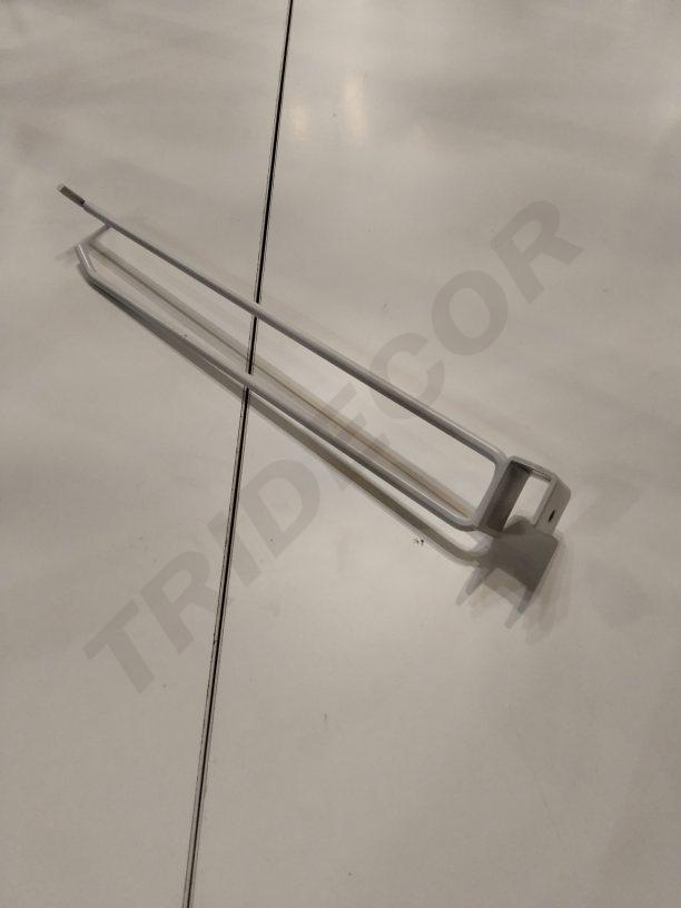 双线白色带价格牌卡扁管钩 Gancho Doble Blanco Con Portaprecio para Tubo Rectangular 6mm 30cm