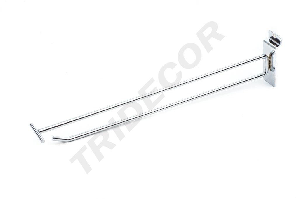 卡槽板双线电镀带价格牌 Gancho Doble Cromado Con Portaprecio para Pane de lama 6mm 40cm