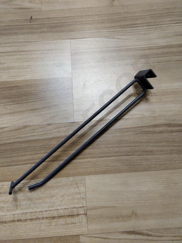 卡扁管灰色磨砂双线带价格牌 Gancho Doble Cris Con Portaprecio para Tubo Rectangular 6mm 35cm