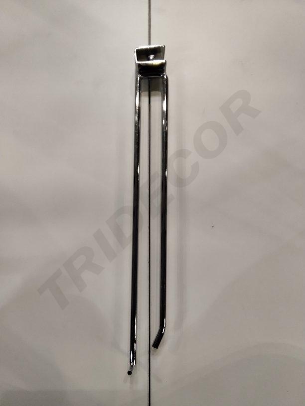 Cârlig cromat cu suport de preț pentru tub rectangular 35 cm 8 mm
