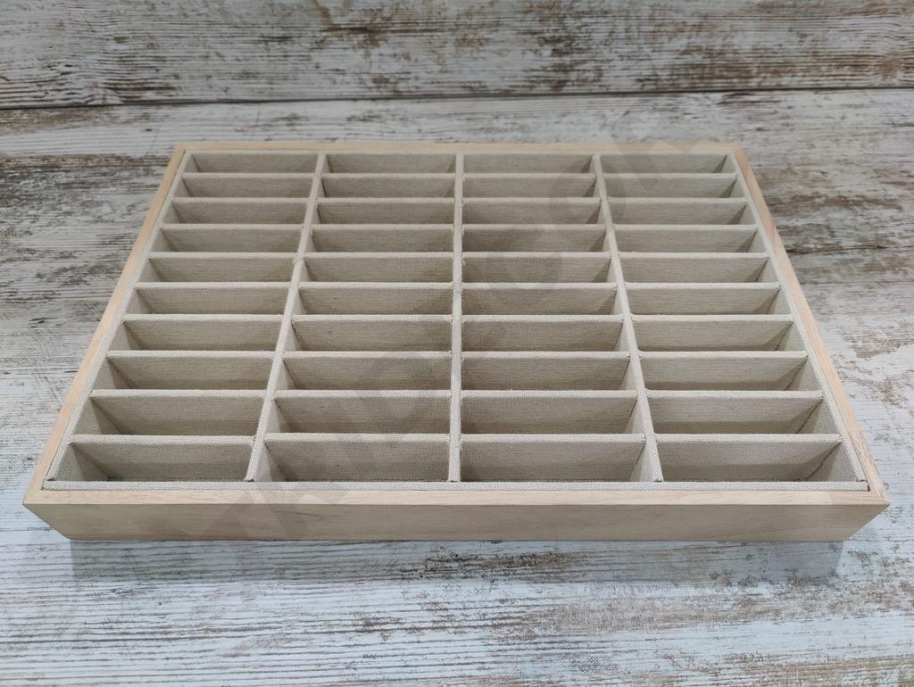 木+亚麻槽中的手链展示 Expositor de Bisuteria Madera+Lino