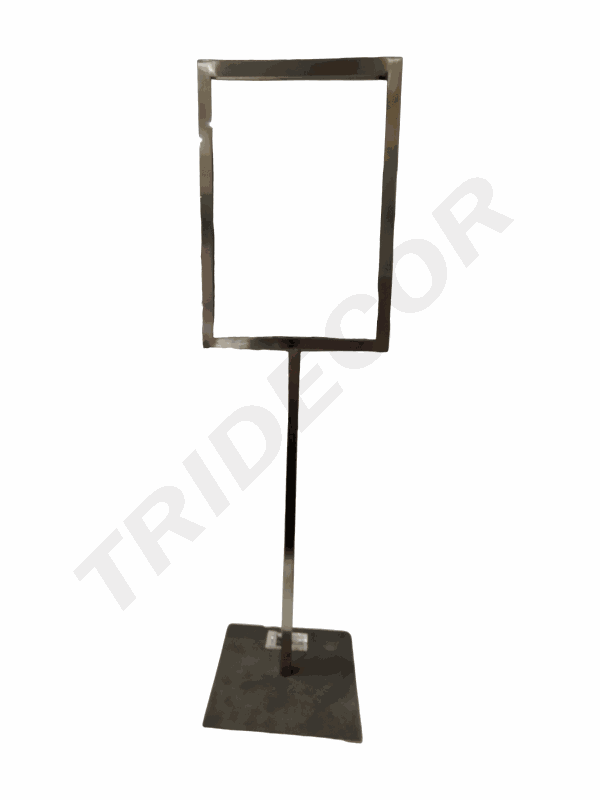 Portacarteles A5 Marco Vertical En Acero Mate Con Base