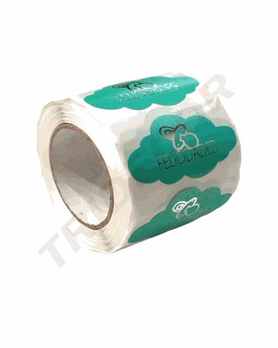 Etiquetas Adhesivas para Regalo "Felicidades" Color Azul 5x2.7 cm