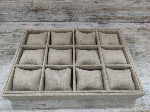 Tray 12 Compartments with Cushion for Watch/Bracelet Color Thick Linen
