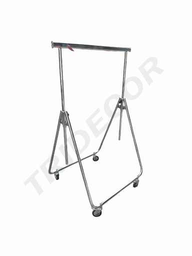 [038002] Perchero Con Ruedas Plegable Regulable Cromado 150X50X200cm 