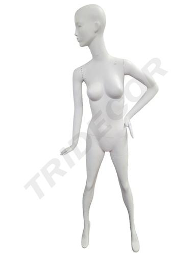 [040785] Maniquí De Mujer Blanco Mate Mano En Cintura