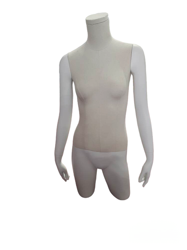 [040949] Woman Bust In Matte White Linen And Fiberglass