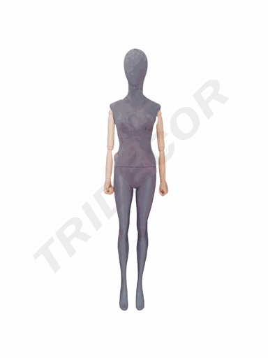 [041150] 灰色女站模配原木色底盘和手臂 Maniqui Mujer Lino Gris Pie Recto Brazo Claro Base Clara