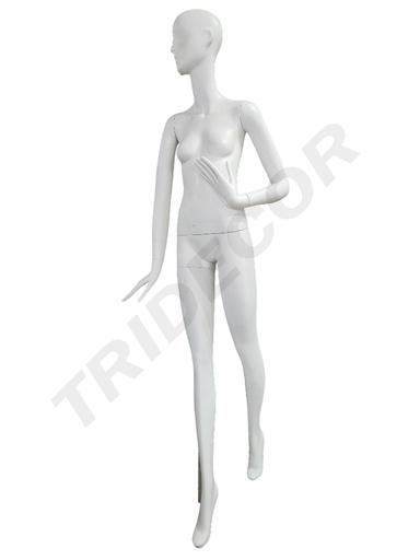 [041236] 白色亚光高女模特 Maniqui Mujer Blanco Mate Base Acero Inox