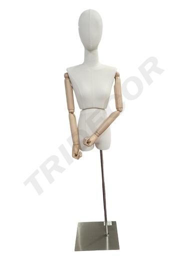 [041334] 包布女模银色底座 Busto Mujer Lino Base Cromado Brazo Claro