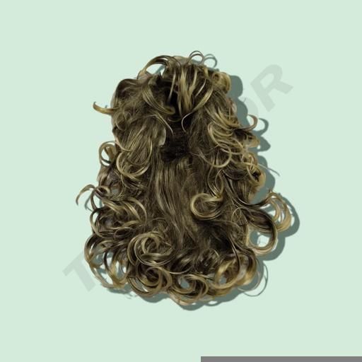 [6030009] 发 Peluca la rga Gris Ondulada 