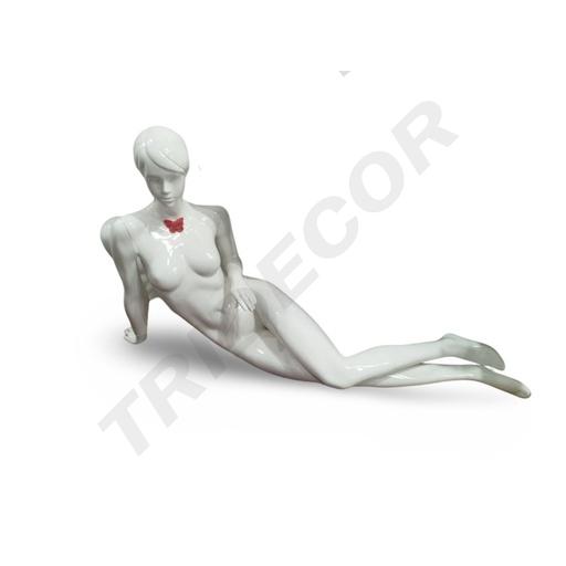 [040284] Mannequin féminin en fibre de verre en blanc brillant