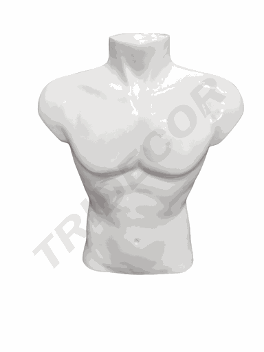 [040301] 男台模亮黑色 Busto de Hombre Medio Cuerpo Blanco Brillo