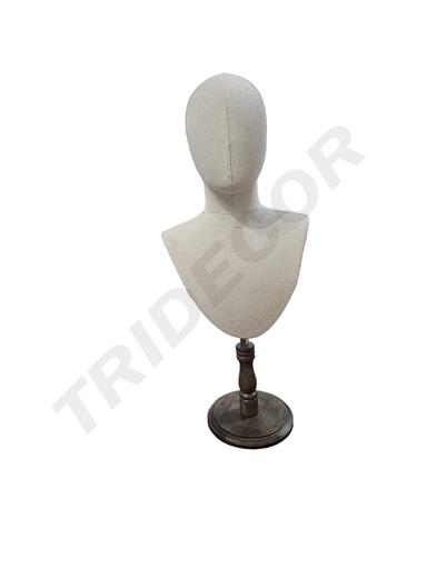 [040627] 男胸模带实木底座 Busto Corte de Pecho Hombre Con Base de Madera 