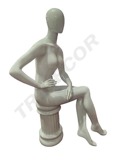 [040692] Maniquí De Mujer Sentada Sin Rostro Lacado En Blanco
