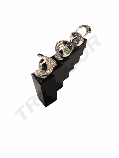 [007160] 黑色方柱形亚克力七件套戒指架Expositor Joyería Acrilico Negro Columnas Cuadradas