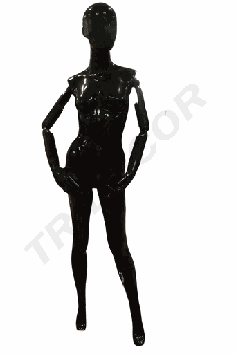 [040242] Maniquí De Mujer Con Brazos Articulados Negro Brillo