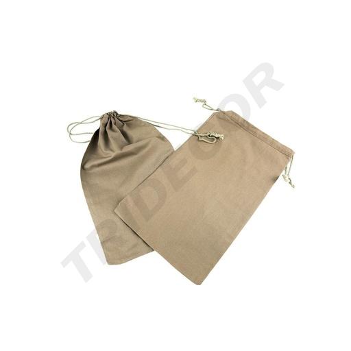 [010764] Borsa in lino marrone con chiusura a coulisse 35X21 cm - 12 unità
