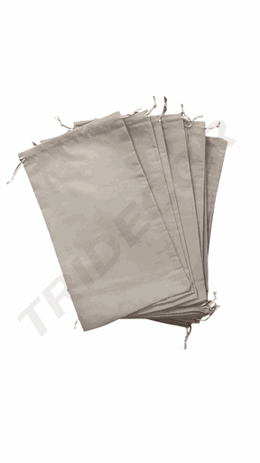 [010764] Saco de linho castanho com fecho de cordão 35X21 cm - 12 unidades