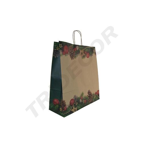 [010927] Bolsas De Papel Kraft 32x13x41 Cm Estampado Navidad