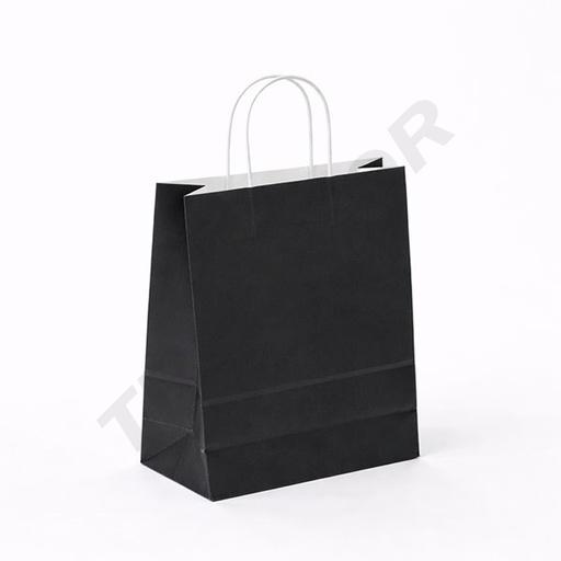 [010323] Sac en papier avec poignée froissée noire, Cellulose, 27x12x37 cm, 25 pièces