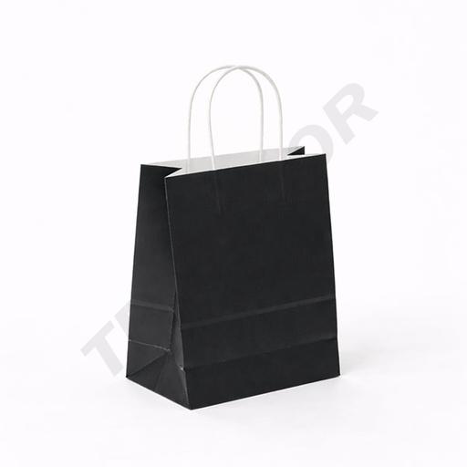 [010322] Saco de papel preto com alça encaracolada 22X10X29 CM - 25 unidades