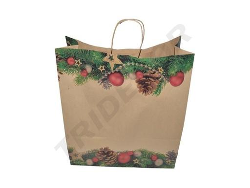 [010926] Bolsas De Papel Kraft 27X12X37 Cm Estampado Navidad