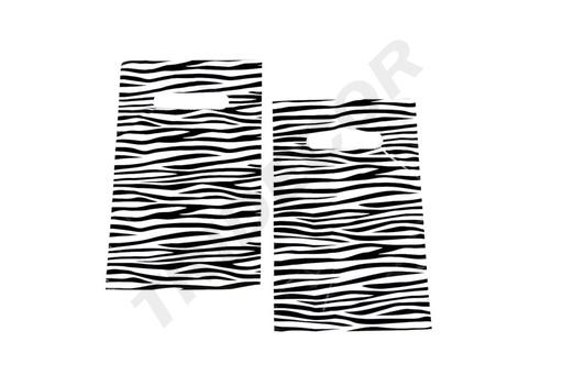 [010076] 16X25cm Zebra Print Plastic Bag with Die Cut Handle, 100pcs