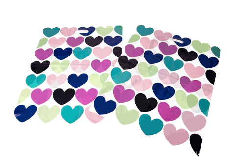 [0101090] Plastiktüte mit Stanzgriff 40x50 cm Herzen 100/Stück 10 Pakete/Karton