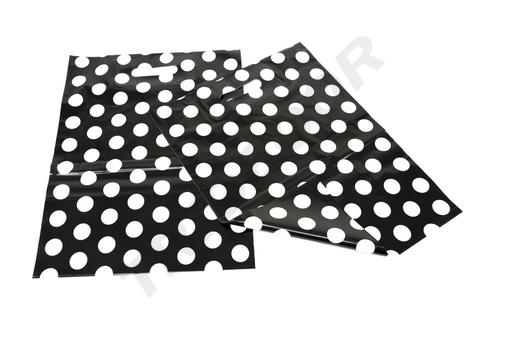 [010308] Sacchetti di plastica a pois con manico ritagliato 50X60 CM