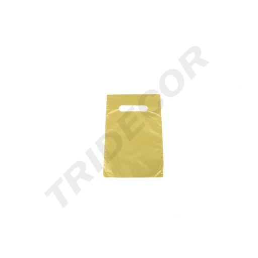 [010295] 金色塑料礼品袋Bolsa dorada con asa troquelada 16X25CM 100 unidades