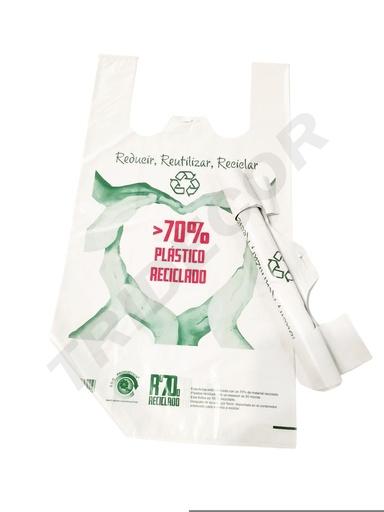 [0101055] Saco de Plástico Branco para T-shirt com Logótipo 70% Reciclado 35X50 cm