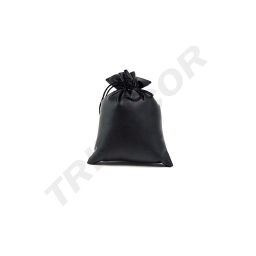 [009224] Bolsas Con Cierre Cordón En Polipiel Negra 17X15 Cm