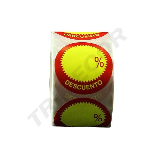 [014485] 折扣贴纸 黄色和红色 Etiqueta de Descuento % Color Amarillo y Rojo