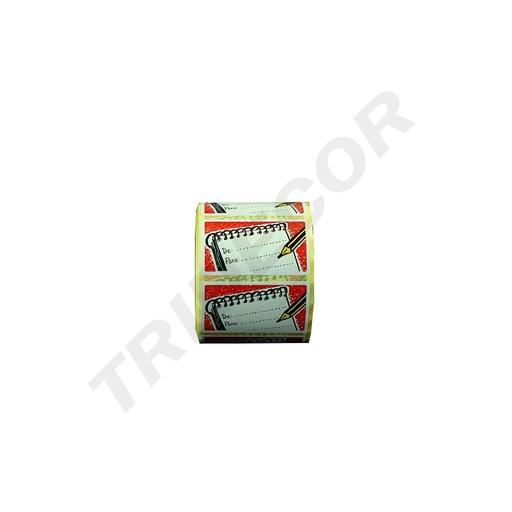 [014495] Adesivo sconto 'da:' 'per:' 5.5X3cm 500 Rotolo